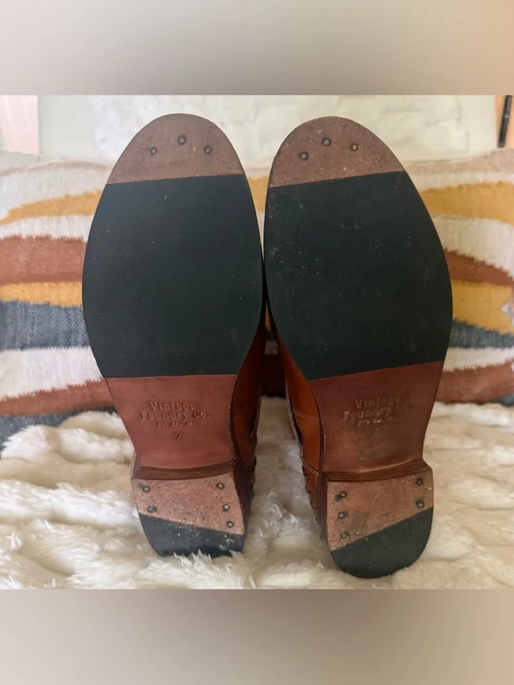 Vintage Foundry Co Sherry Ankle Boots Brown Leather Buckle Women’s 7 Moto Boho